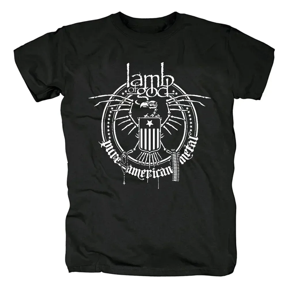 Lamb of God Heavy Mental Band T-shirt Mens 100% Cotton Tshirt Summer Short Sleeve Graphic Tee-shirt Harajuku Streetwear T Shirts