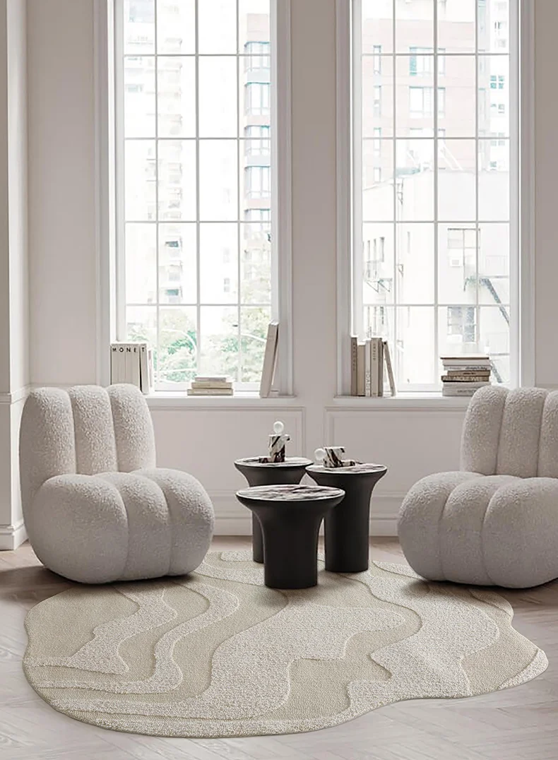 Irregular Handmade Bedroom Carpet Wool Polyester Blend Rugs Living Room Home Decor Sofa Coffee Table Floor Mat Thick Piano Rug