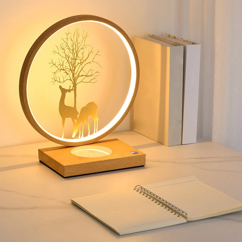 LED Desk Lamp Wireless Charger Fit For Mobile Phone Lighting Desk Lamp Adjustable Dimming Desktop Nightstand Decoration C