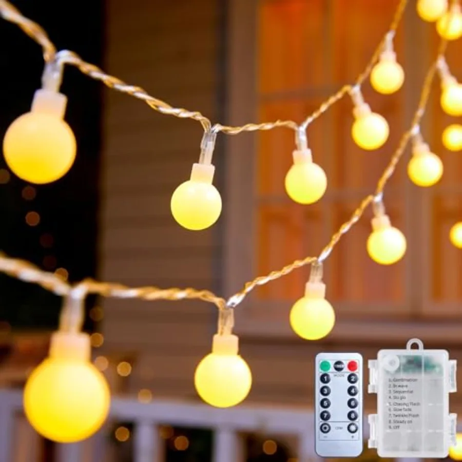 Battery Operated String Lights, 21Feet 60 LED Globe Fairy Lights with Remote, Waterproof Twinkle Lights for Indoor Outdoor Bedr