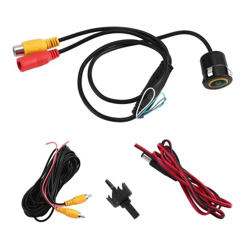 A82M-Universal 170 Degree Fisheye 1080P HD Rear View Camera Golden Lens Wide Angle Night Vision Parking Guide Lines AHD/CVBS