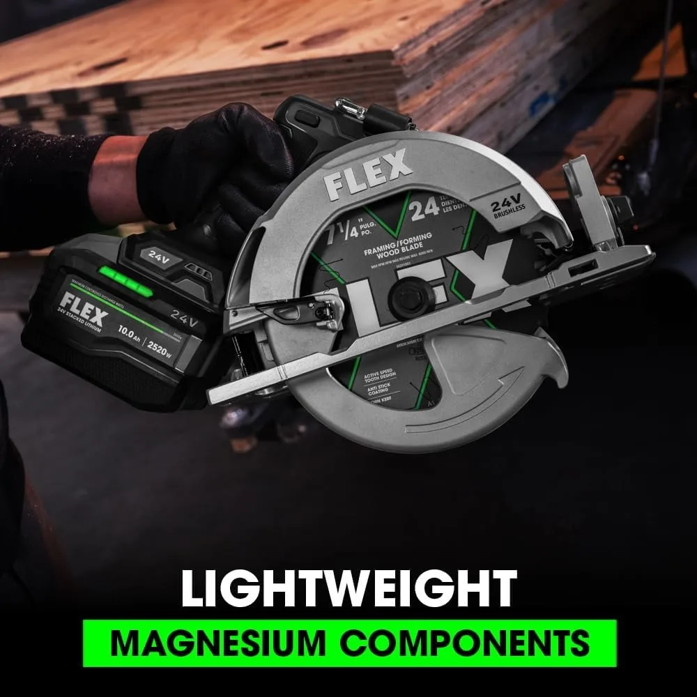 أداة منشار دائري FLEX 24V بدون فرش مقاس 7-1/4 بوصة فقط، البطارية والشاحن غير متضمن - FX2141-Z