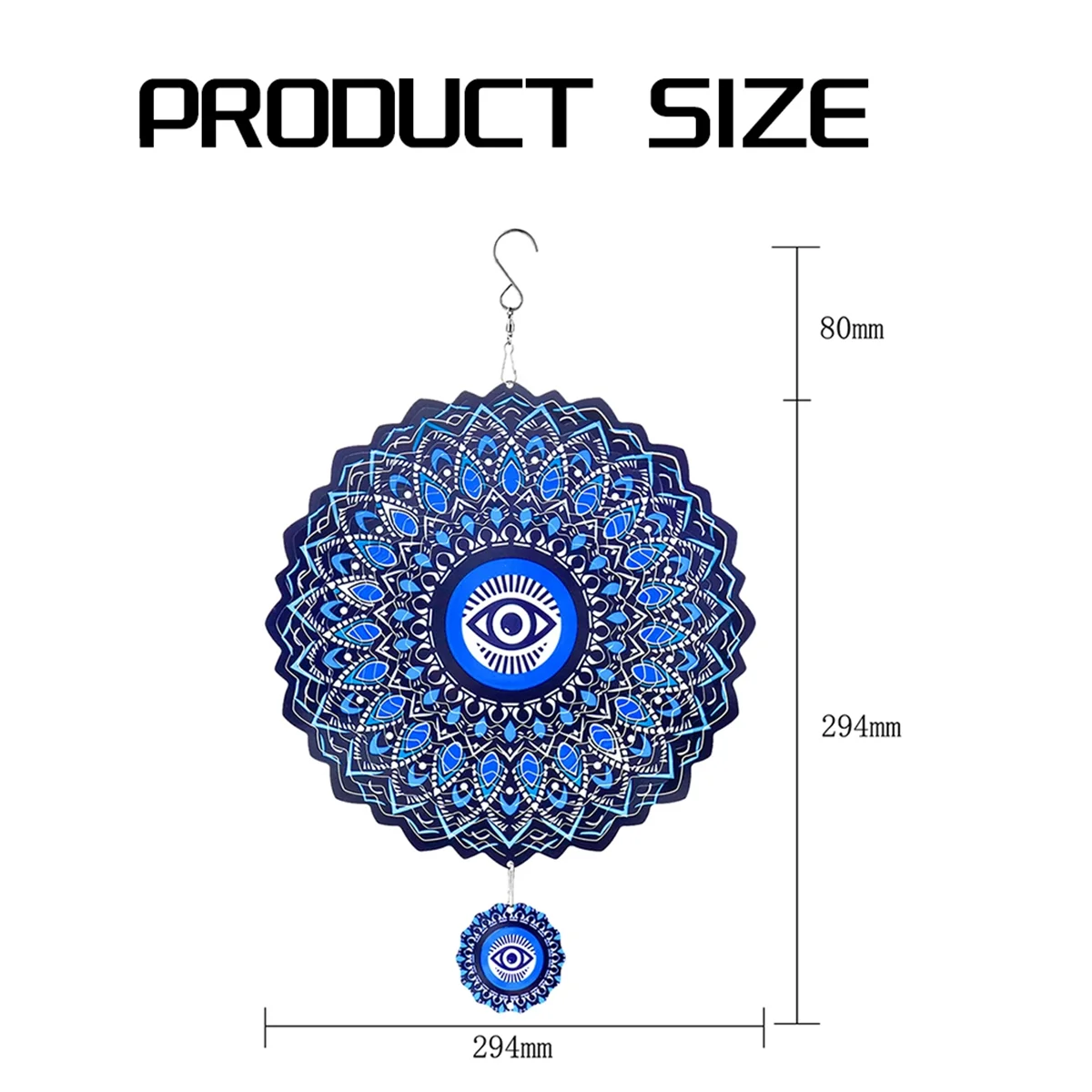 Mandala Eye Wind Spinner Metal 3D Rotating Windchimes Luxury Art Garden Hanging Outdoor Decoration