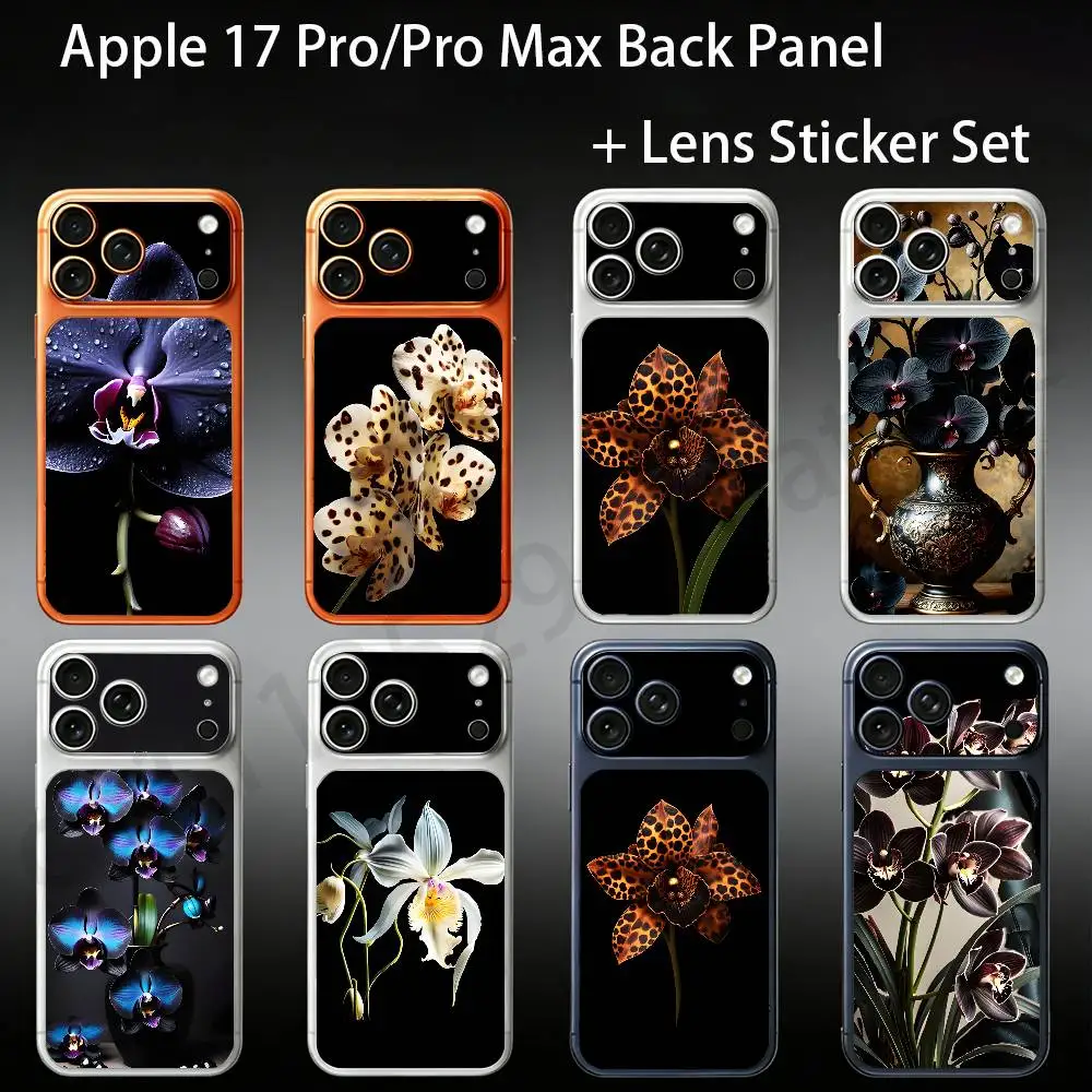 Leopard Print Black Orchid Aesthetics For iPhone 17proMax/17pro Full Cover Decal Skin Wrap Colorful Rear Protective Sticker Film