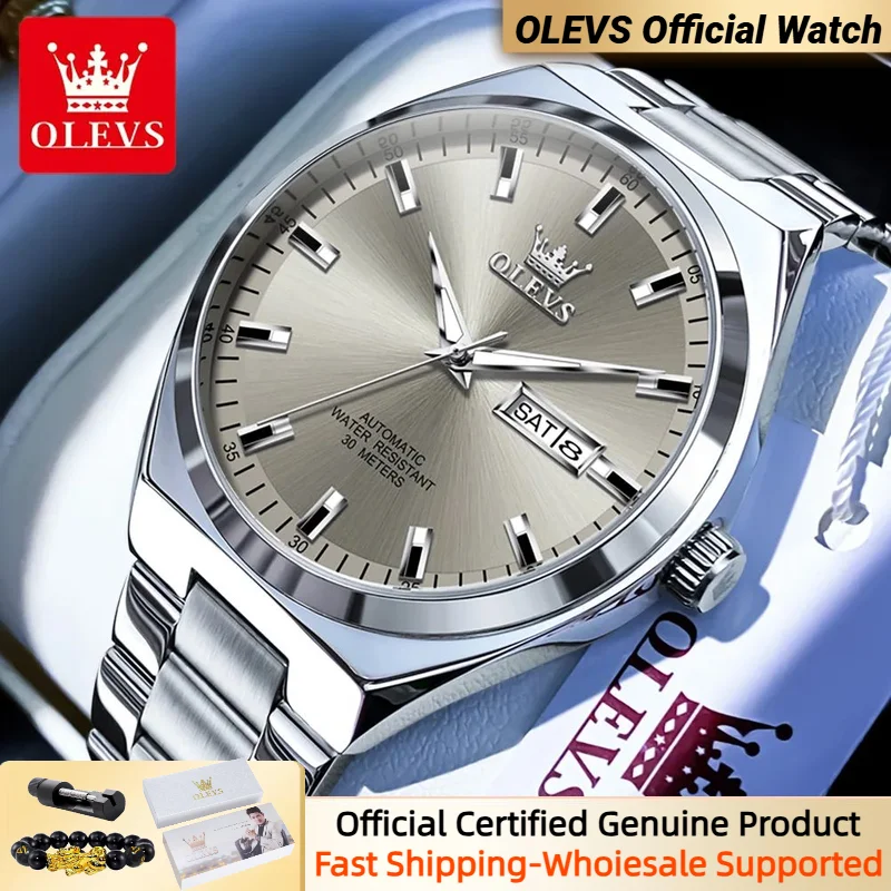 OLEVS 9907 NEW Business Watch for Men Fully Automatic Mechanical Movement Classic Date Week High-end Luxury Wrist watch for Men