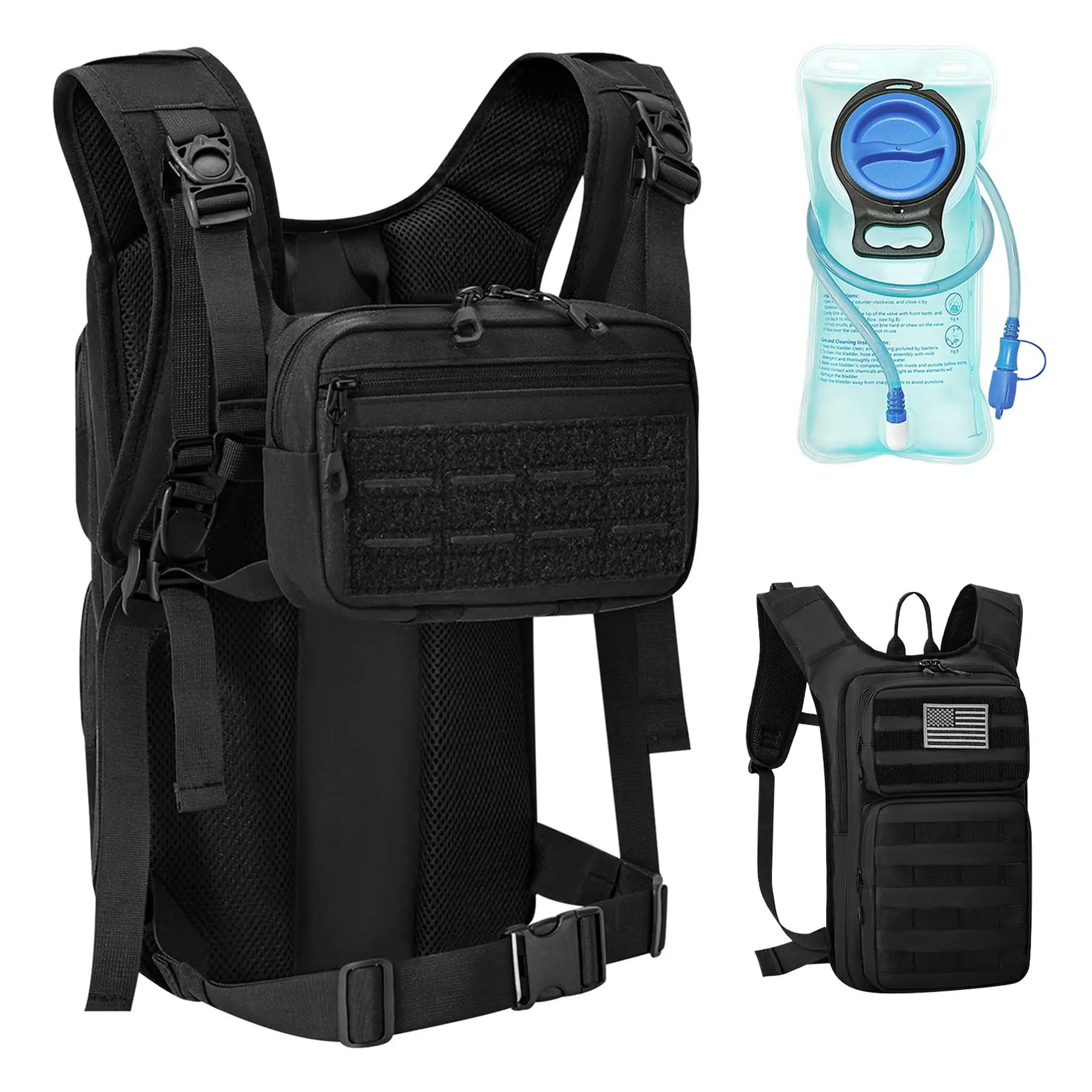

Tactical Hydration Backpack With 2L Water Bladder, Outdoor Sports Hydration Pack, Portable Front Pouch Backpack for Hiking Cycli