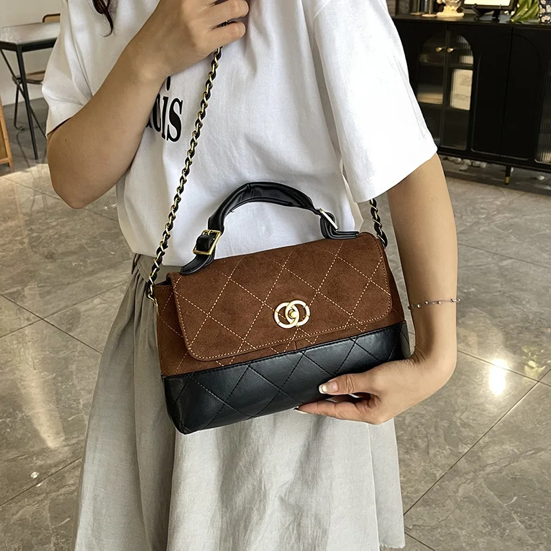 

Matte Suede Diamond-Pattern Handbag - Convertible Shoulder/Tote Bag for Women 2025 Autumn Fashion