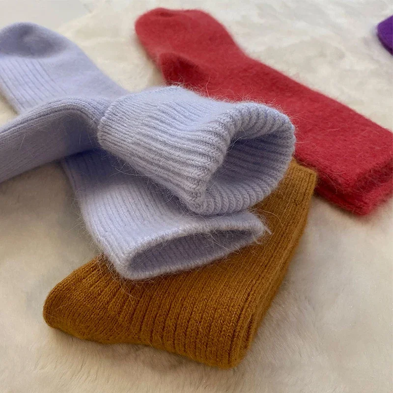 Wool Socks women\'s female Winter Warm Women Socks Super Thicker Solid Sheep Wool Against Cold Snow Thermal Socks Soft  1 Pairs