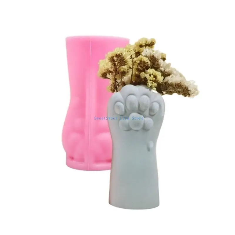 

D5QB Silicone Vase Mold Concrete Moulds Paw Shaped Crafting Mould Flowerpot Molds