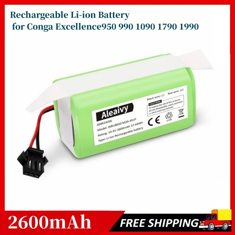 

14.4V 2600mAh Li-ion Battery for Conga Excellence 950 990 1090 1790 1990 Deebot N79S N79 DN622 Eufy Robovac 11S 12 X500