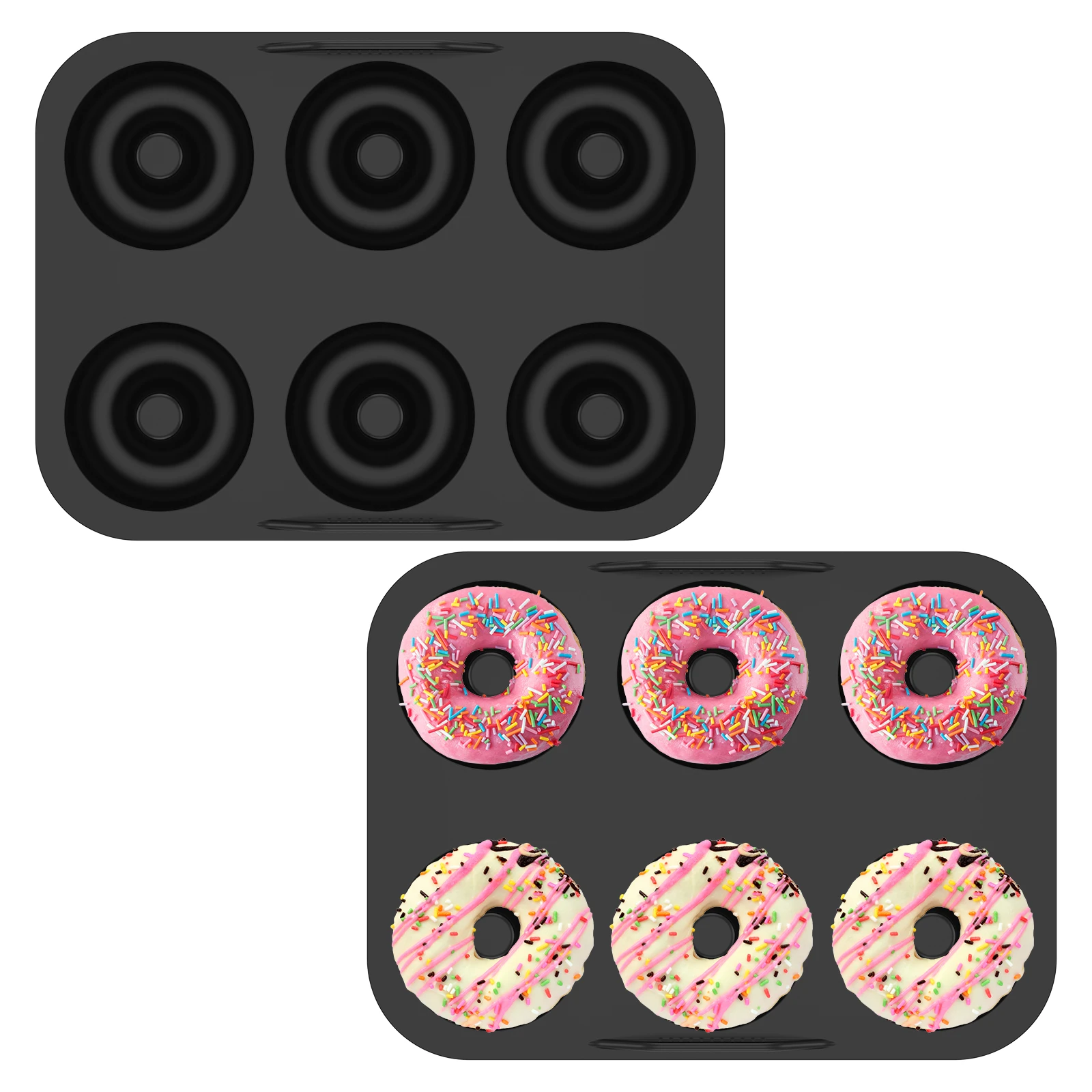 2 uds molde para hornear donuts 6 rejillas molde de pastel de silicona resistente fácil de limpiar herramientas de cocina para freidora de aire horno microondas