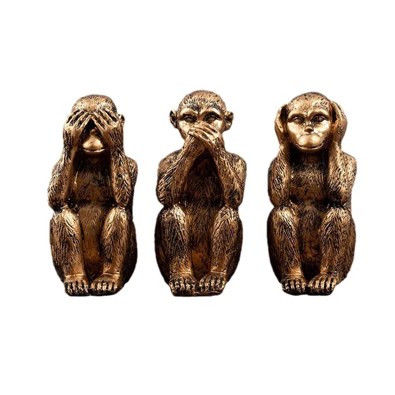 New resin handicrafts ornaments, three no monkey sculptures, office gardens, garden decorations, resin office desks