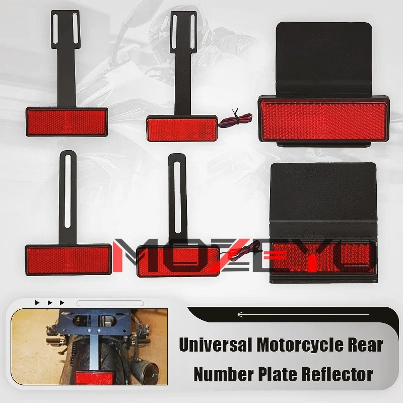 

Universal Motorcycle License Plate Holder Parts Extend Tail Reflector Quad Red Rectangle Reflective Plate Warning Reflector