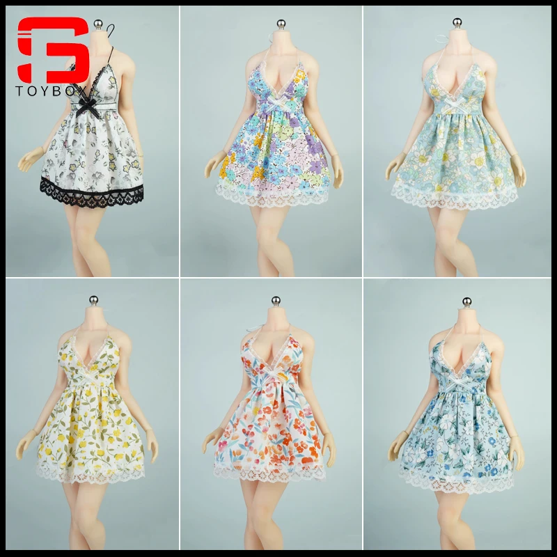 ICE TOYS ic1015 1/6 femme licou imprimé robe profonde V jupe courte vêtements modèle adapté 12 ''soldat figurine corps poupées