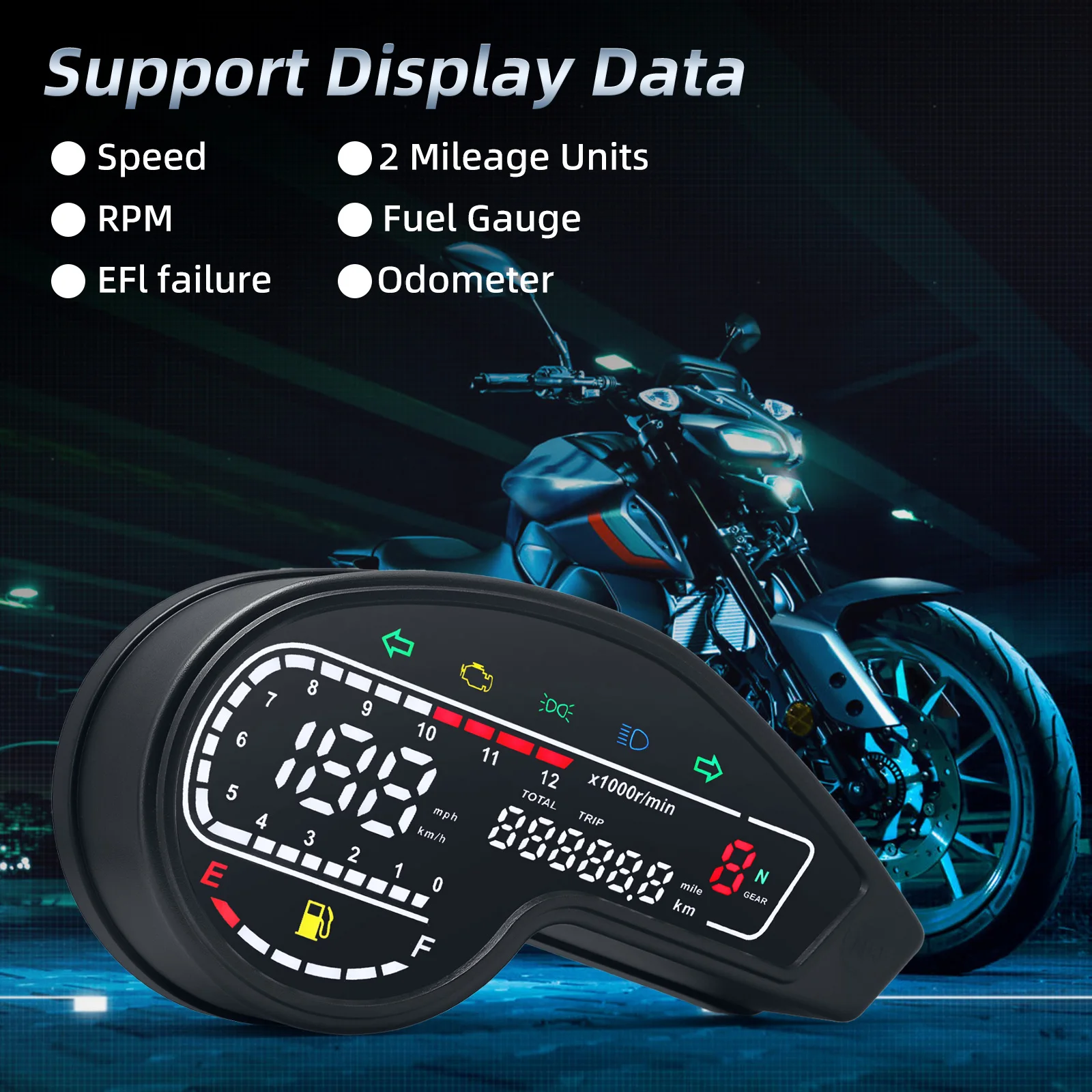 Motorcycle Speedometer 12V Universal Multifunctional Moto Gauge LED Digital Odometer for Honda NXR150 NXR125 Bros 2003-2014 CRV