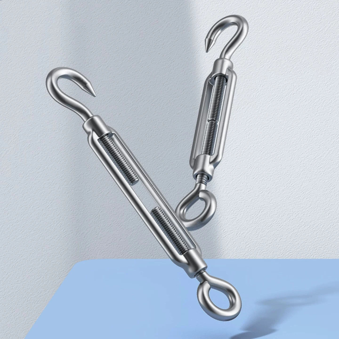 304 stainless steel flower basket screw tightener heavy-duty wire rope tensioner hook ring/fork head adjustable cable tensioner