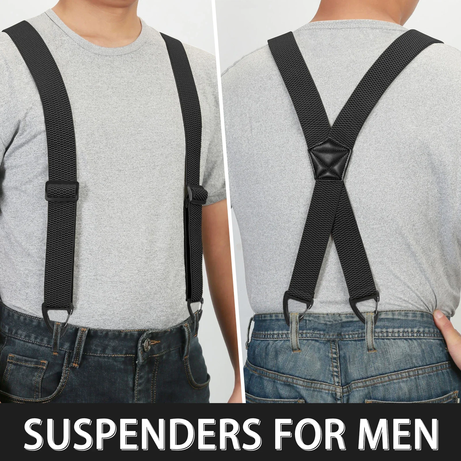Suspenders Clip Men - Wytrzymałe szelki z elastycznym paskiem w