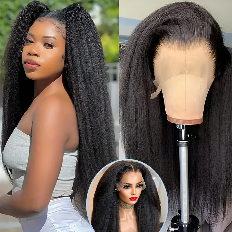 

13x4 Lace Front Wigs Human Hair Pre Plucked 250 Density HD Kinky Straight Lace Front Wigs Human Hair Frontal Wigs Human Hair