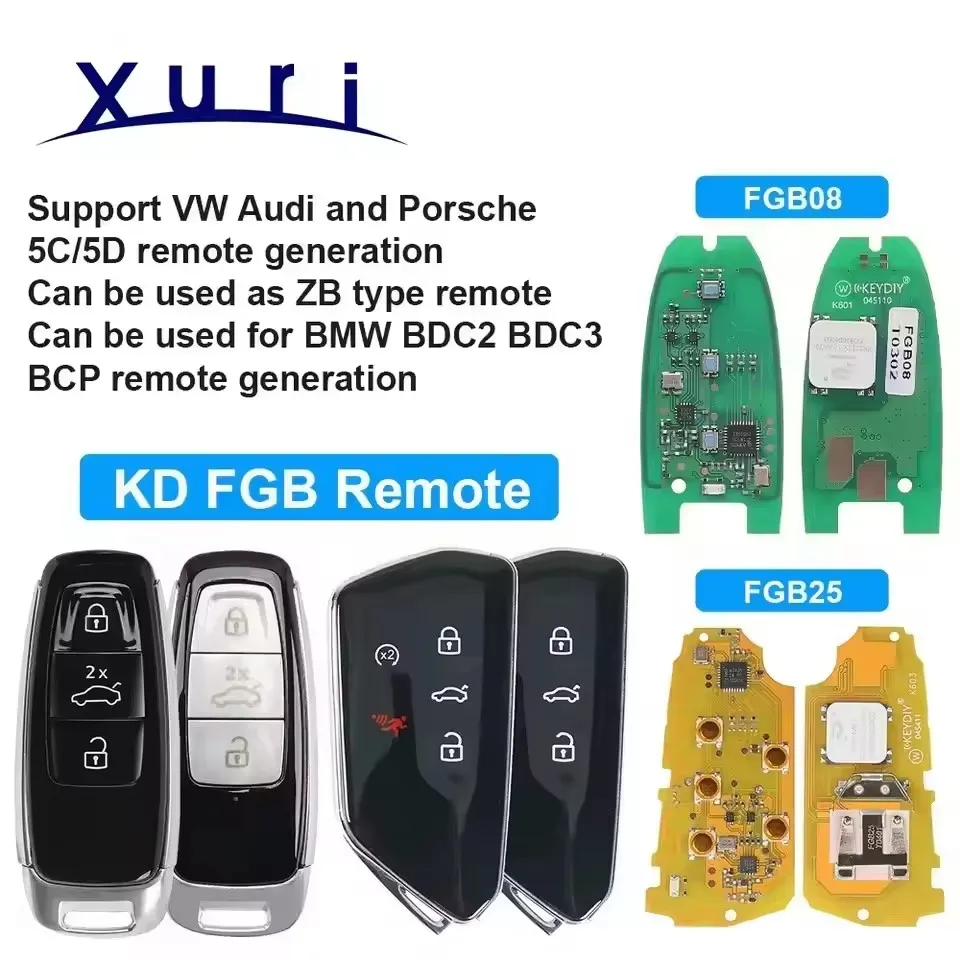 Xuri 5C 5D FGB08 FGB25 KEYDIY Smart Car Key For AUDI VW Porsche 8Y0959754 5HG959753 5D System Vehicles No UWB Function