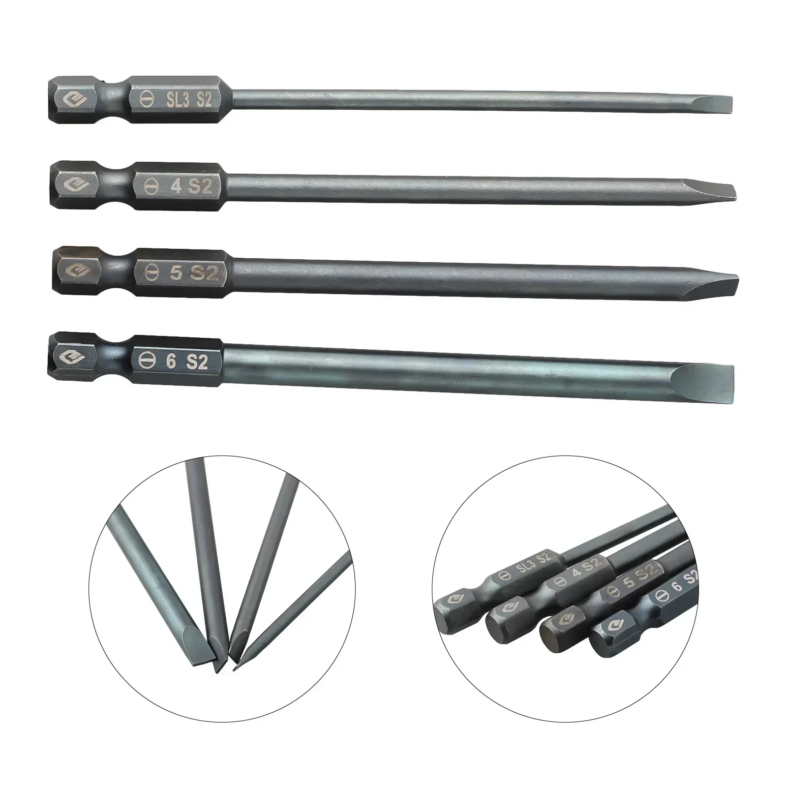 1pc 100mm Flat Head Slotted Tip Screwdriver Bit 1/4 Inch Hex Shank Magnetic Screw Drivers Bits Hand Tool SL3.0 SL4.0 SL5.0 SL6.0