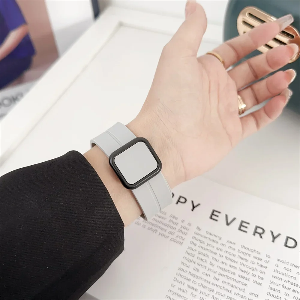 Magnetic Strap For Apple watch band 44mm 45mm ultra 49mm 40mm Silicone Bracelet iWatch Series 10 9 7 8 se 6 4 5 3 41mm 42mm 46mm