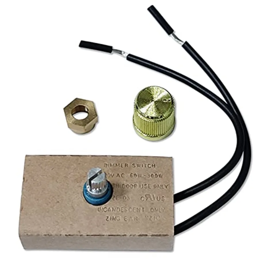 

Zing Ear ZE-03B Separate 360°Rotary Dimmer Switch 120VAC 240VAC 300W MAX Replacement Repair Kits Full Range Inline for Table La