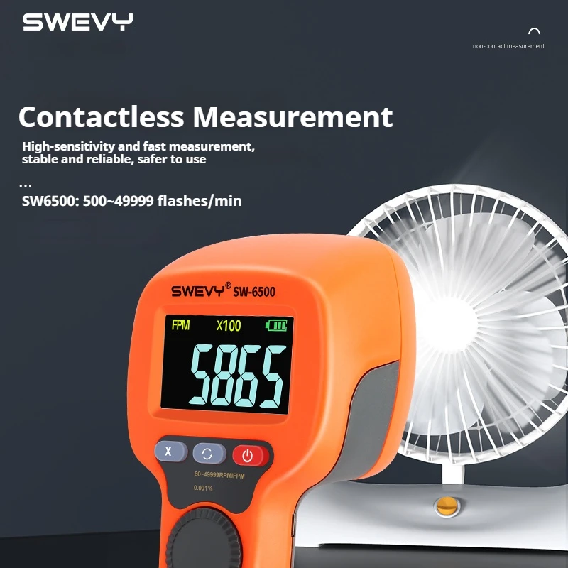 SWEVY Portable Handheld LED Stroboscope Motor Speed Tester Non-Contact Digital Tachometer With Built-In Lithium Battery