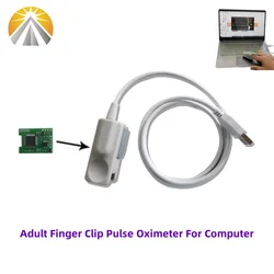 Portable USB to PC Based Reusable Pulse Oximeter Oximetry Adult Finger Clip SpO2 Sensor with PR PI Waveform Display Software
