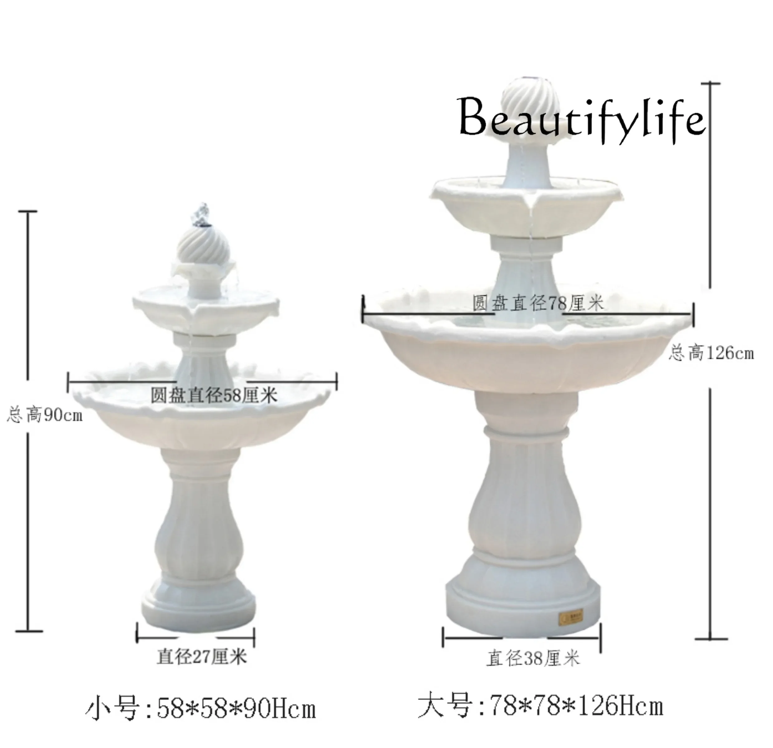 

W Nordic Garden Fountain Outdoor Courtyard Solar French Flowing Water Ornaments
