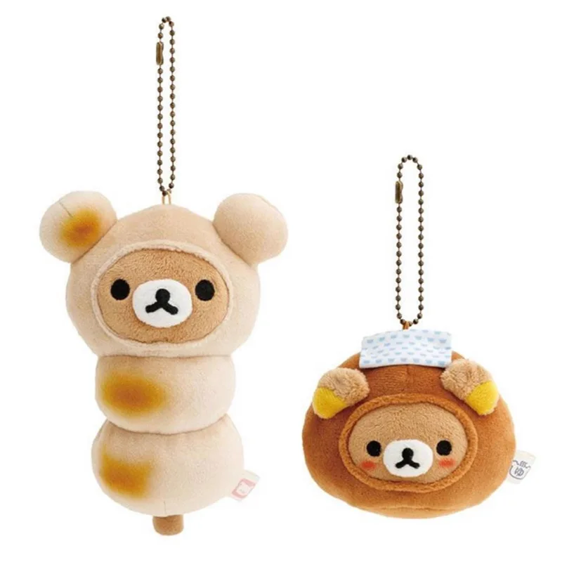 الدب الصغير أنيمي دمية المفاتيح Rilakkuma Kawaii المحمصة اللحم مانتو أفخم قلادة الكرتون حلية هدايا عيد للفتيات