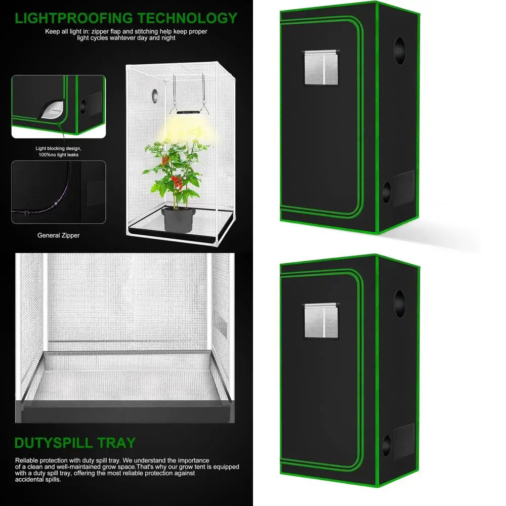 

Компактная гидропонная палатка для выращивания - 18x18x48 со светоотражающим майларом 600D, вентиляцией и подносом