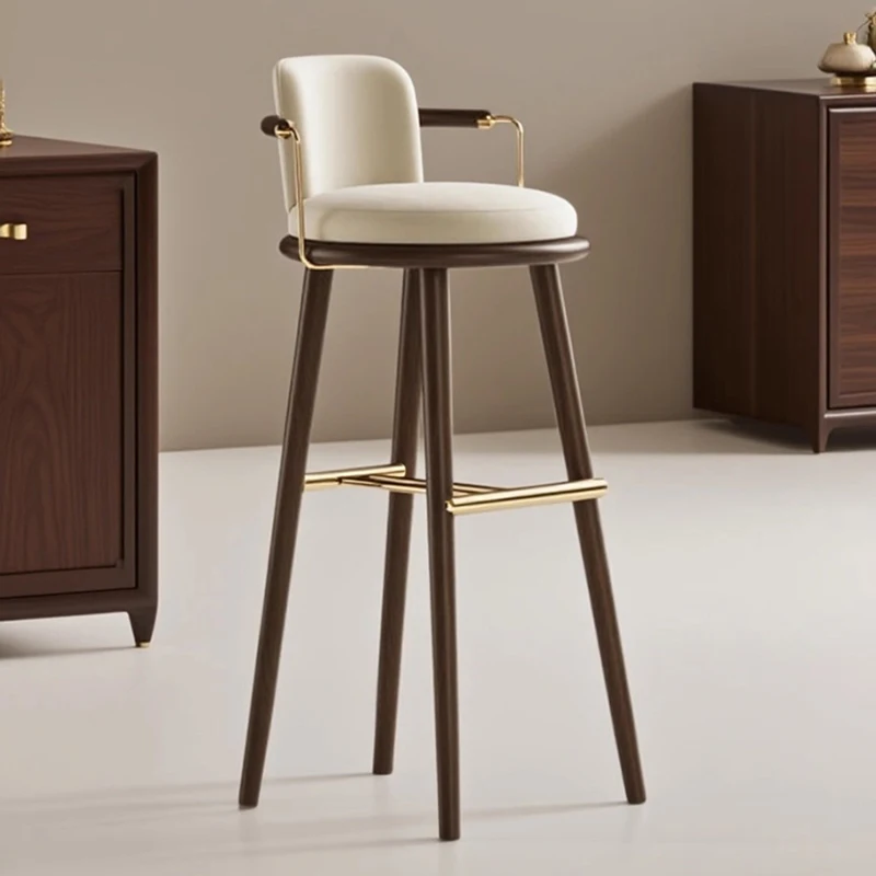 

Nordic Luxury Bar Chairs Designer Solid Wood Reception Restaurant Bar Chairs Creative Bar Furniture Sillas Para Barra FYBC