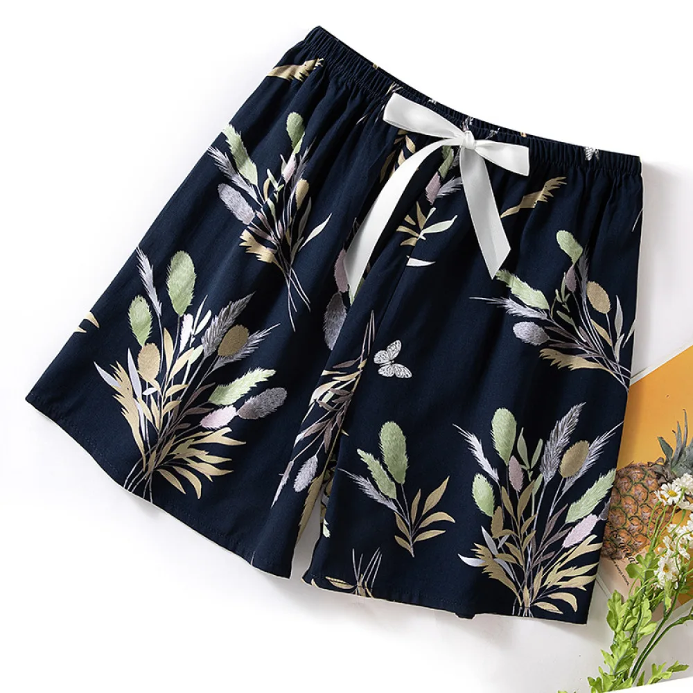 Summer Ladies Pajama Shorts Comfortable Rayon Sleepwear Casual Loose Lounge Pants Thin Breathable Home Short Bottoms Wear