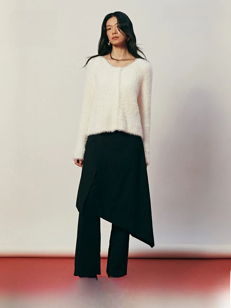 

Женские свободные брюки H&M: модные, для повседневной носки, с эффектом многослойности, свободные длинные брюки, повседневный стиль, естественная талия, смесь полиэстера