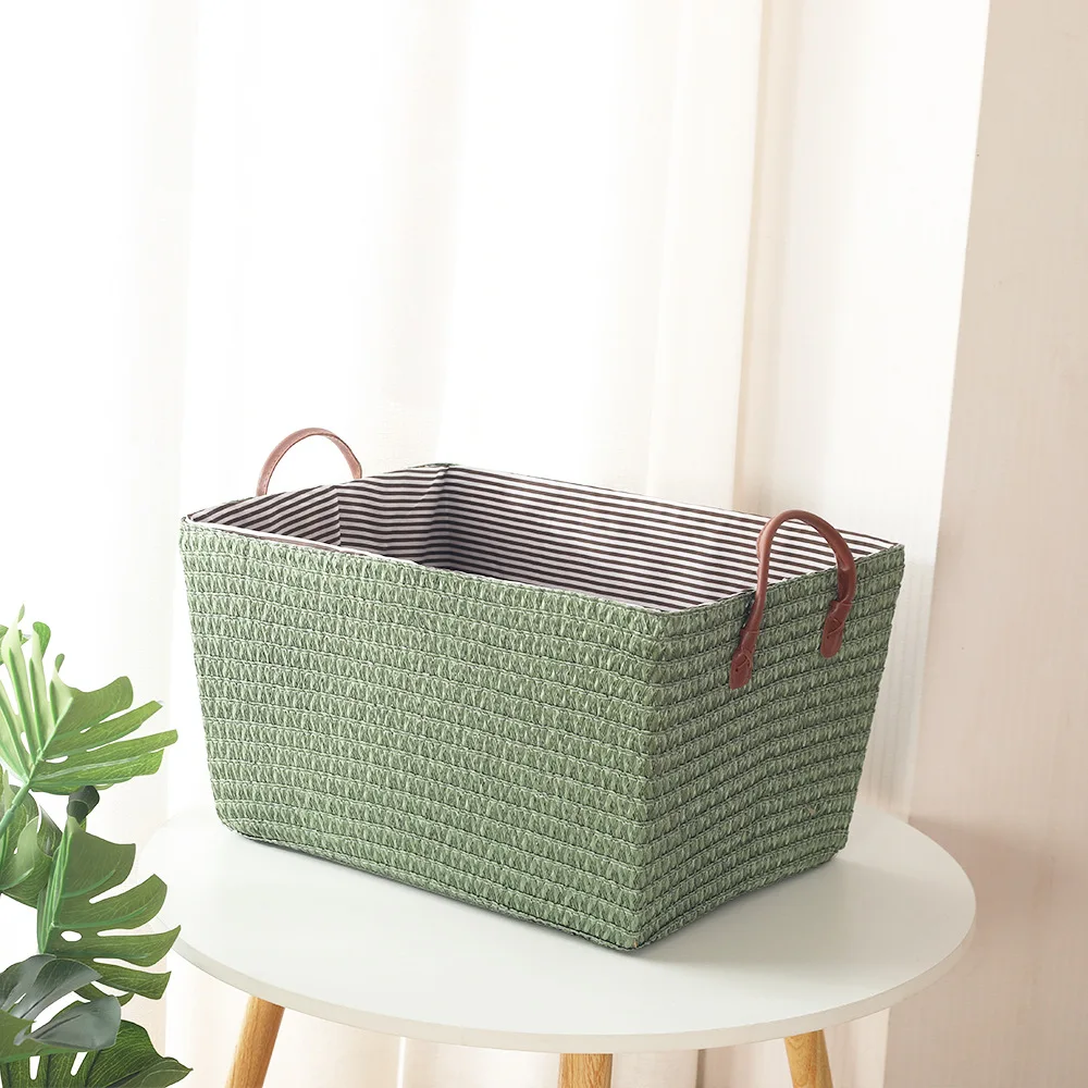 Household Japanese-style Foldable Rattan-like Woven Dirty Clothes Storage Basket Toy Tabletop Straw Basket for Snacks view 4
