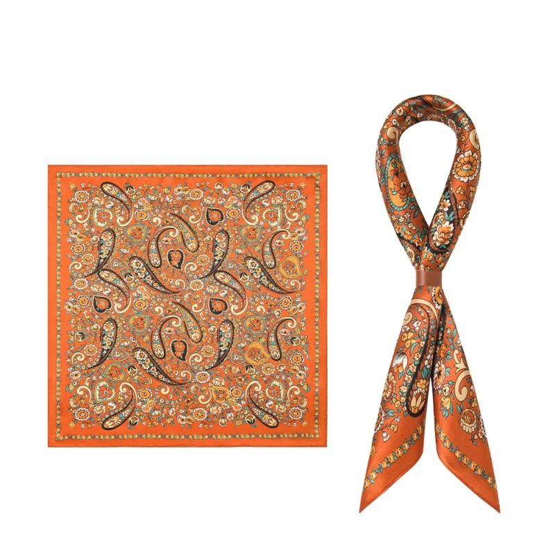 Conjunto de Pañuelos de Seda Retro para Hombre, Diseño Paisley, Pañuelo Cuadrado Pequeño, Corbata de Moño Estilo Inglés, Accesorio con Diseño de Flor de Cachemira, Color Naranja