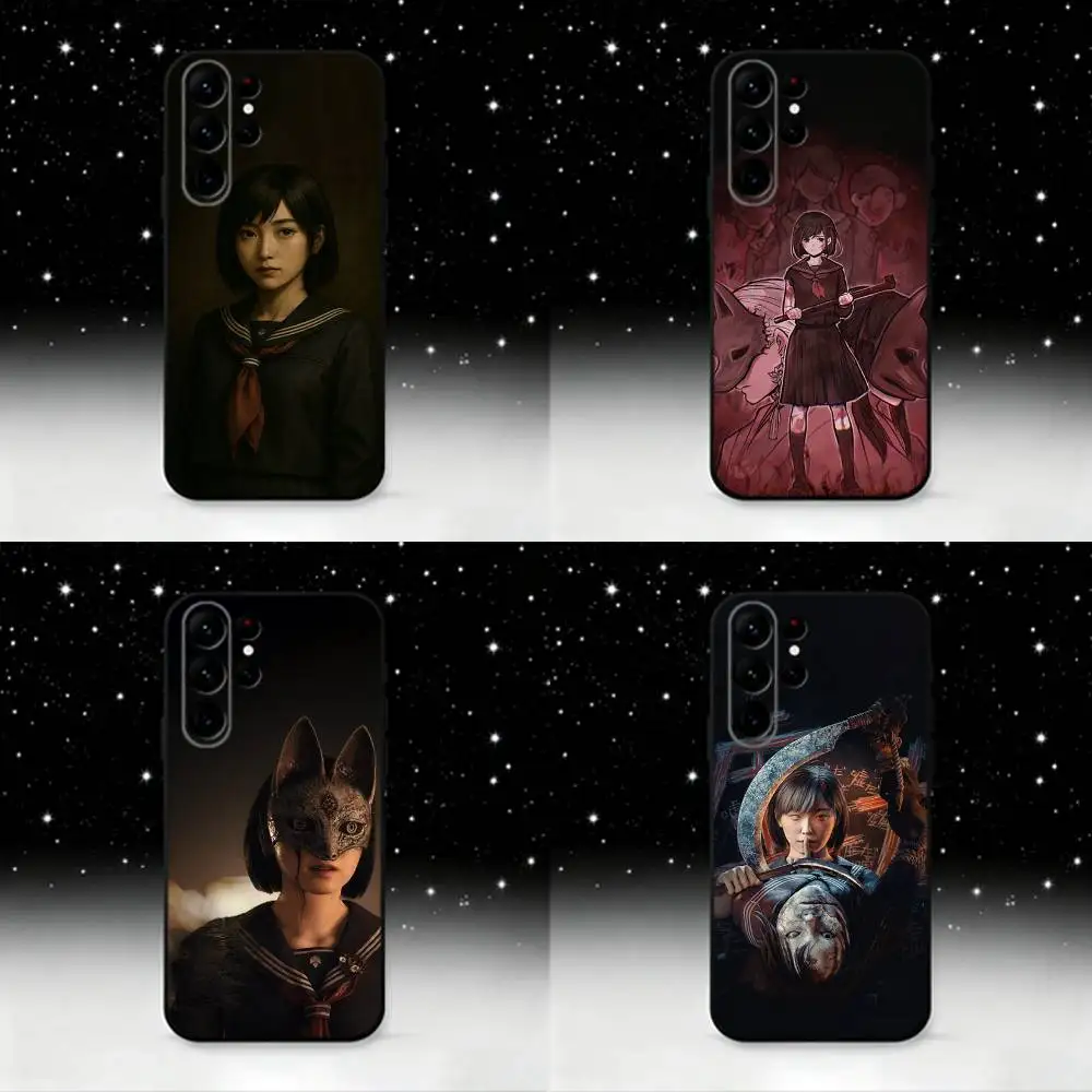 

S-Silent Hill F Horro Hinako Phone Case For Samsung S25,S24 Ultra,S20,S30 plus,S22 plus,S23,S30 Ultra 5G Silicone Black Shell