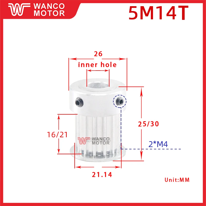 

Synchronous pulley 5M14 teeth space width 16/21/27 BF/K type boss pulley teeth outer diameter 21.14 hole 5-10