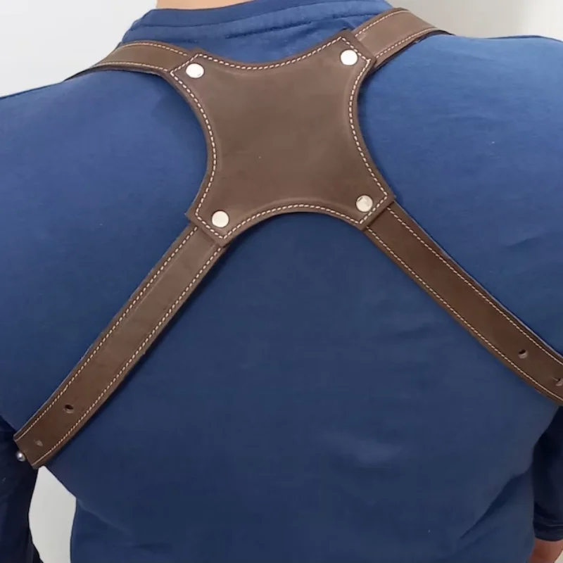 Mittelalterliche Hosenträger, Herrenhosen, Leder, verstellbare Rucksackgurte, Herren-Cosplay-Ritter-Schultergurte, modischer Gürtel für Erwachsene – Detail 3