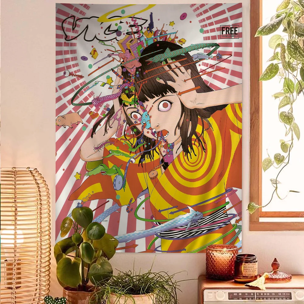 

Shintaro Kago Horror Comic Colorful Tapestry Wall Hanging Hanging Tarot Hippie Wall Rugs Dorm Home Decor