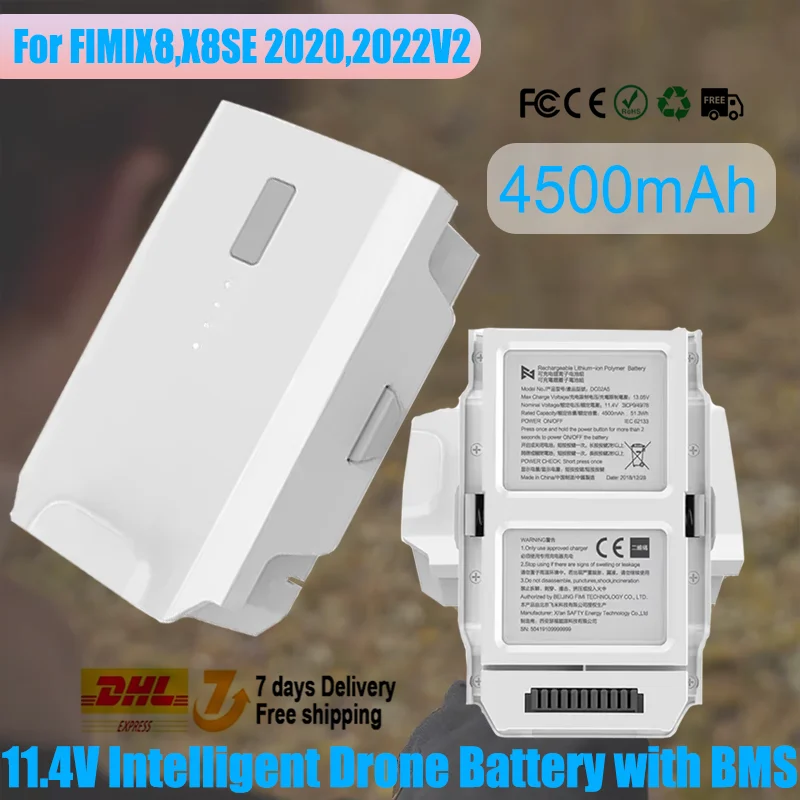 11.4V 4500mAh Intelligent Drone Battery with BMS Tech for FIMI X8 SE 2020 2022 V2 Instant Protection|Fast Charging DC02A5