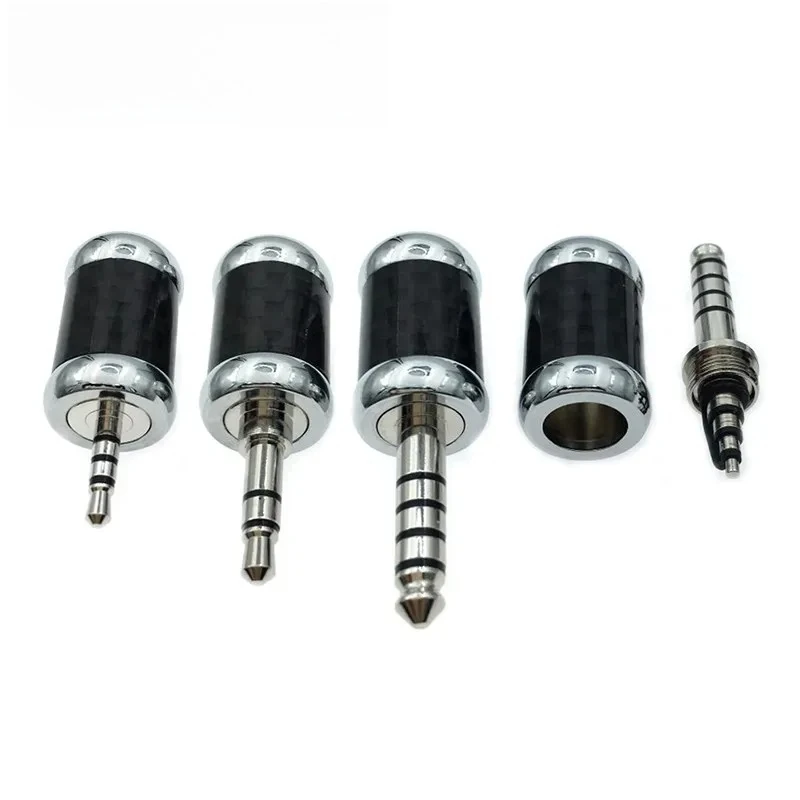 

10Pcs Rhodium Plated Copper 2.5mm 4Pole / 3.5mm 3Pole / 4.4mm Balanced Male Audio Plug Carbon Fiber 8mm Tailed Hole Connector