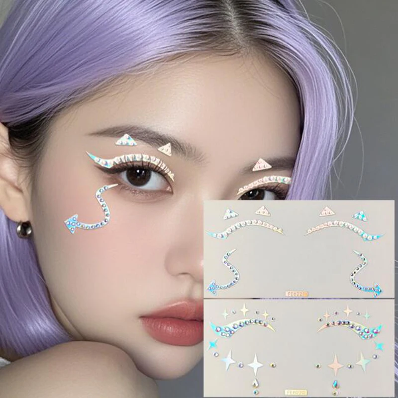 

Crystal Eyeliner Stickers Music Festival Party Laser Drill Face Eye Tattoo Sticker Decals Makeup Face Decorations DIY Face Art