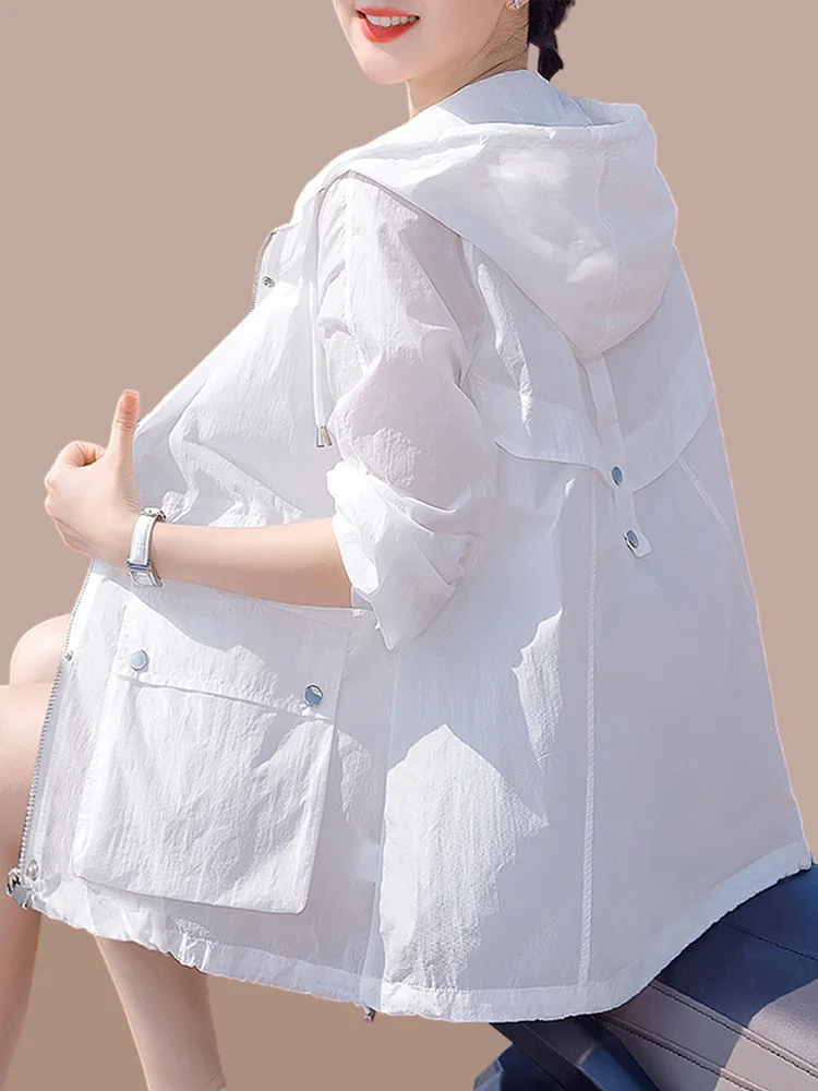 

2026 New Women's Summer Thin Faionable UV Protection Coat with Hat Ladies' Sli Sunscreen Clothing Outerwear