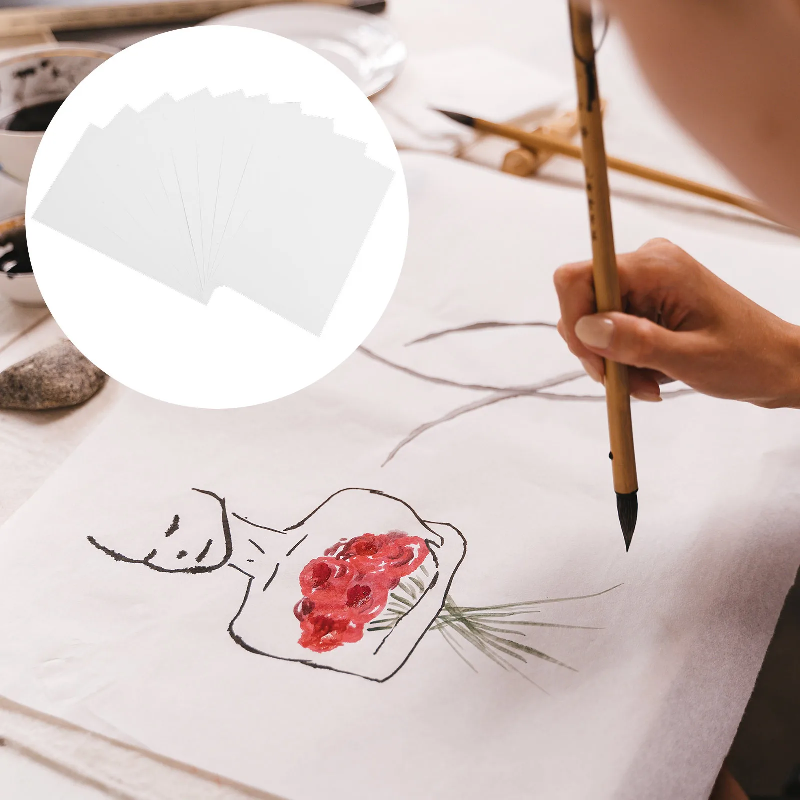 10 Sheets Blank Xuan Paper for Chinese Calligraphy Practice Thick Rice Paper Not Easily Penetrated Ideal for Ink Use