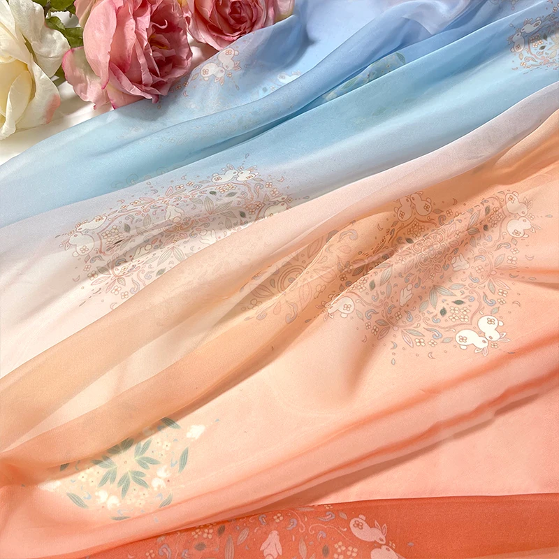 

1M 30D Gradient Color Chiffon Fabric Classical Hanfu Fabric For Diy Ancient Style Hanfu Dress Stage Costume Garments Decor