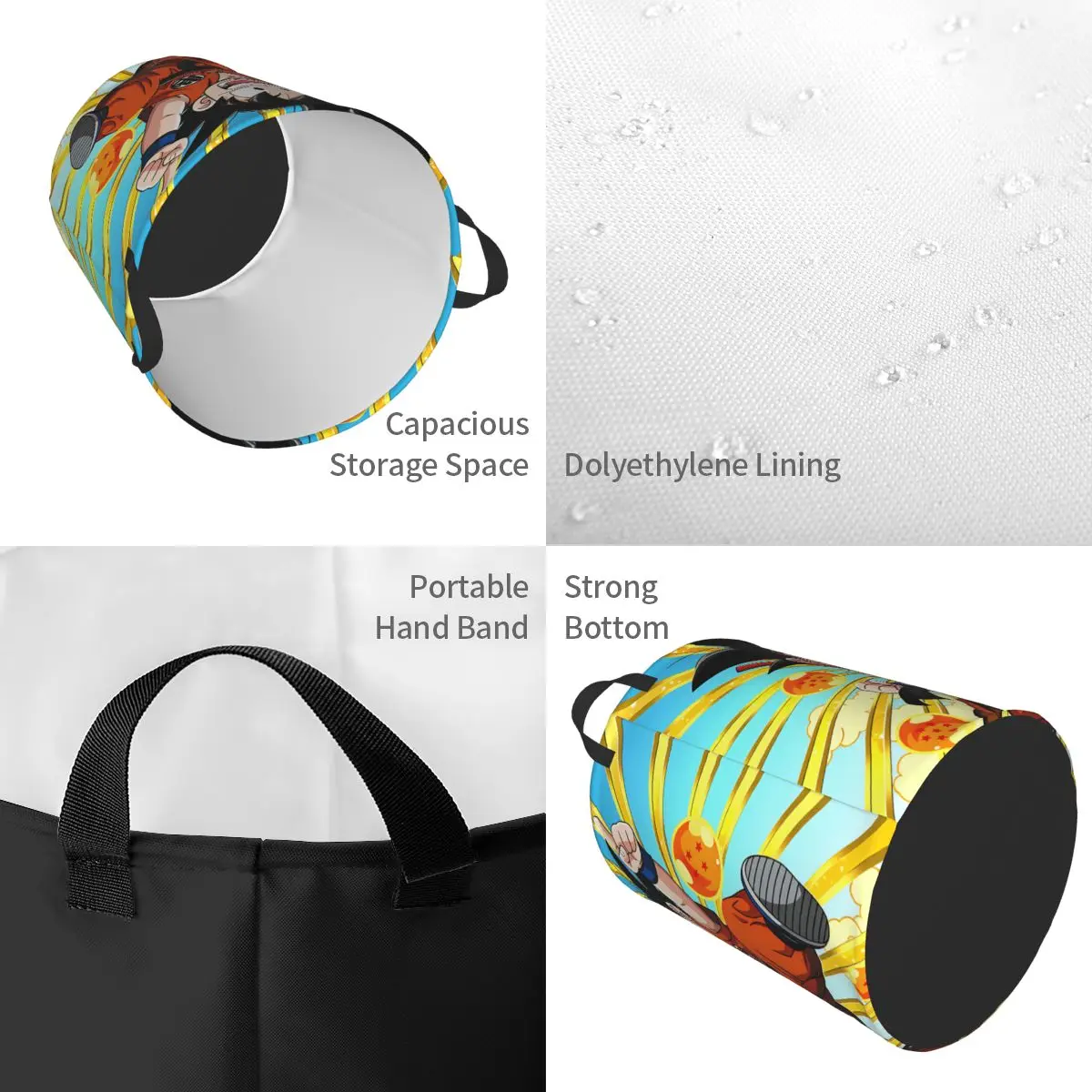 D-Dragon B-Ball Z Gokus Laundry Basket Collapsible Large Capacity Clothes Storage Bin Science Fiction Animation Baby Hamper view 5