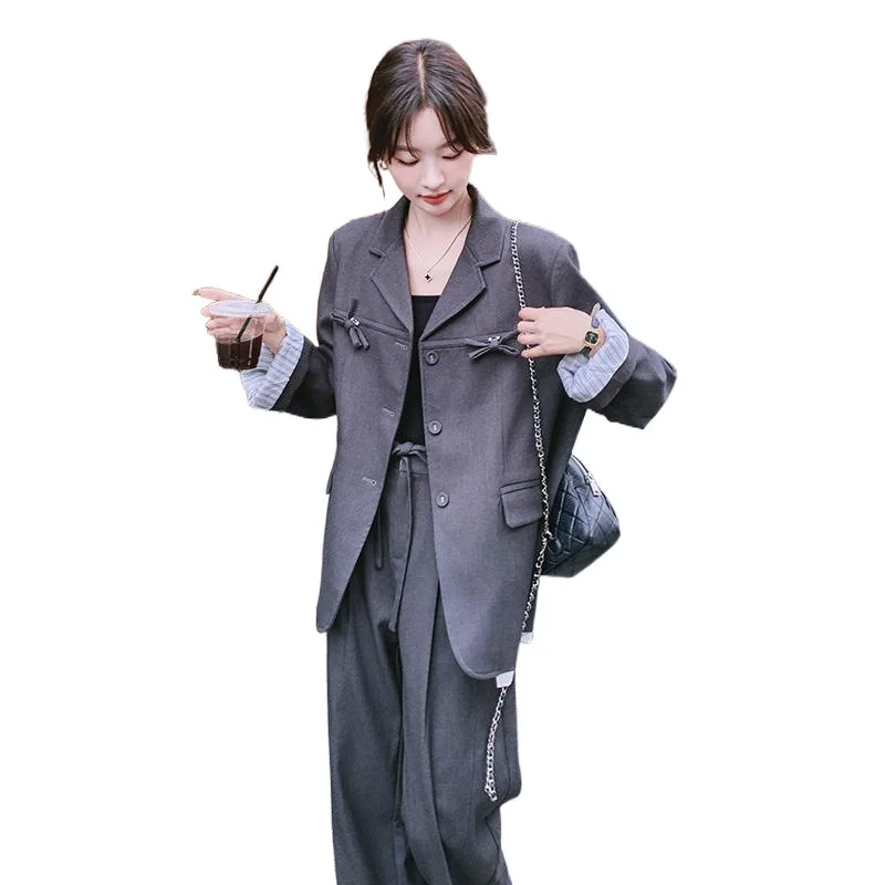 SuperAen Splicing Design Blazer da donna Primavera e autunno 2025 Nuovi pantaloni blazer casual Set da due pezzi