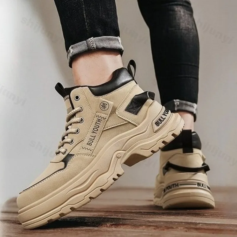 

2025 Autumn Men's Retro Design High Top Thick Soled Short Boots British Style Versatile Comfortable Non Slip Chunky Ankle Boots