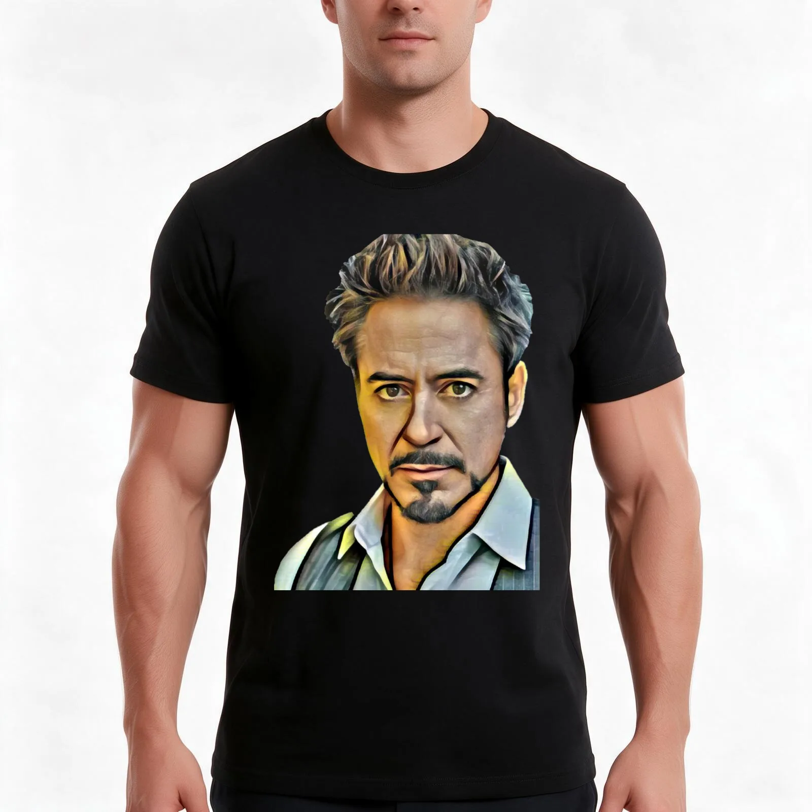 Robert Downey,jr T-Shirt, Summer Casual Cotton Tee, Oversized Streetwear Tops, Vintage Graphic Print, Loose Fit Short Sleeve
